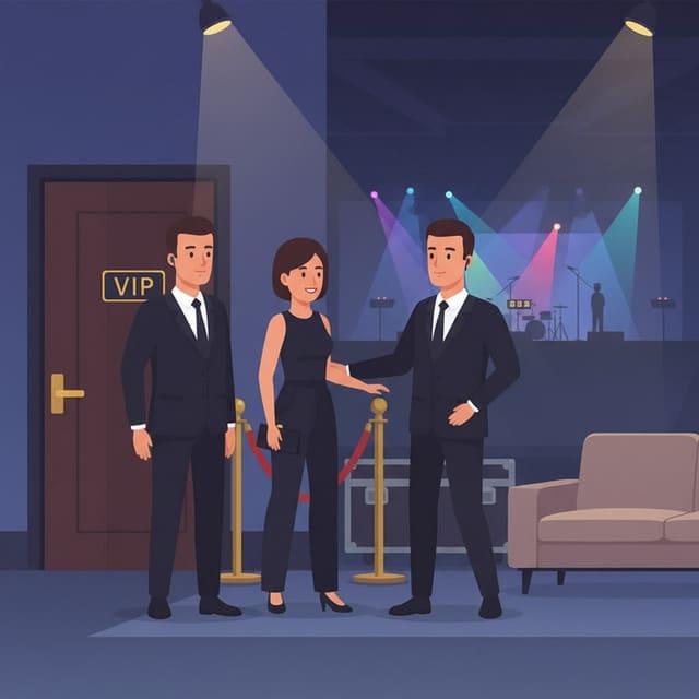 Diskreter Sicherheitsdienst von Monkey Security in Augsburg schützt Künstler und VIPs im Backstage-Bereich eines Konzertes oder einer Veranstaltung.